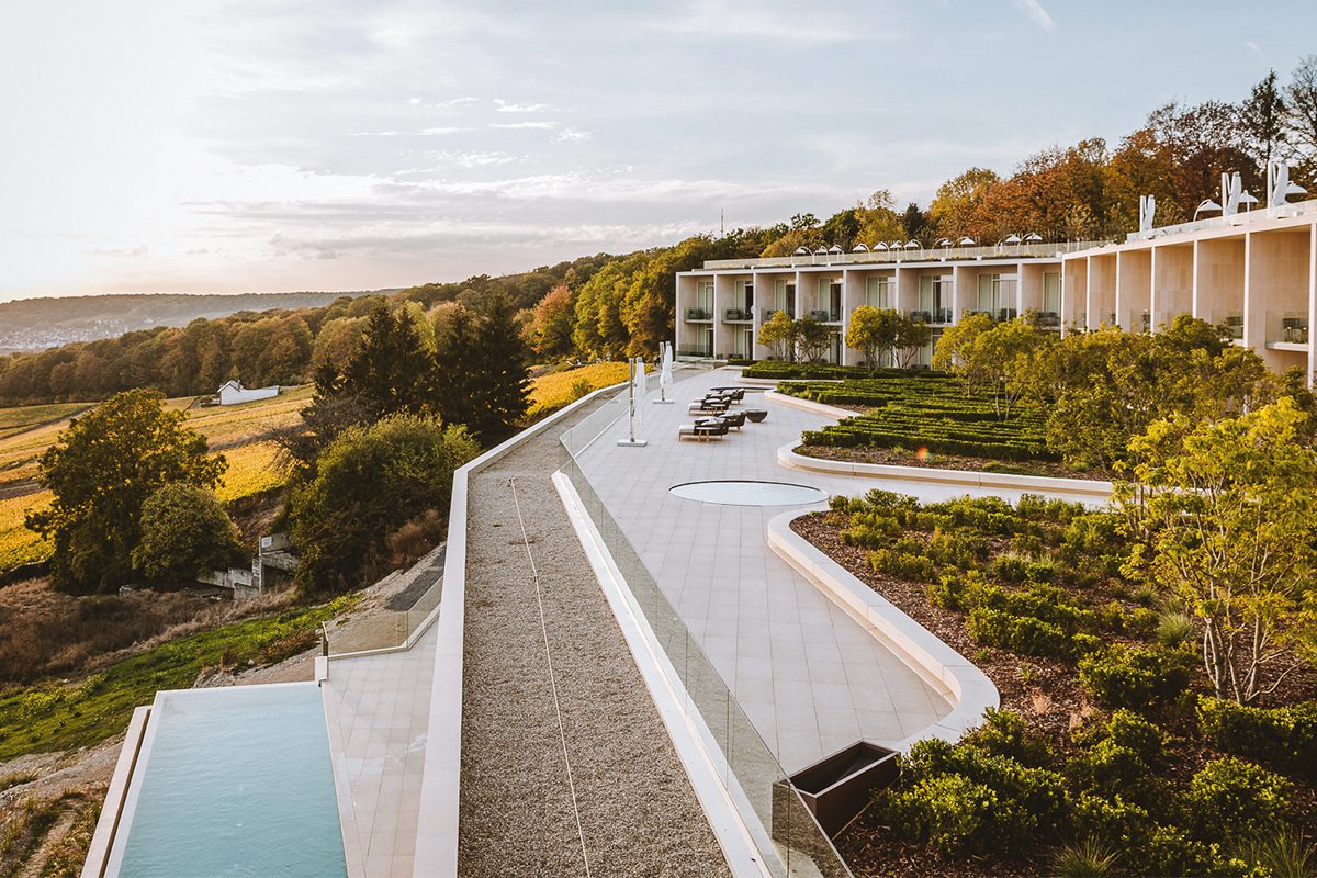 Hillside retreat with terraces above the vineyards